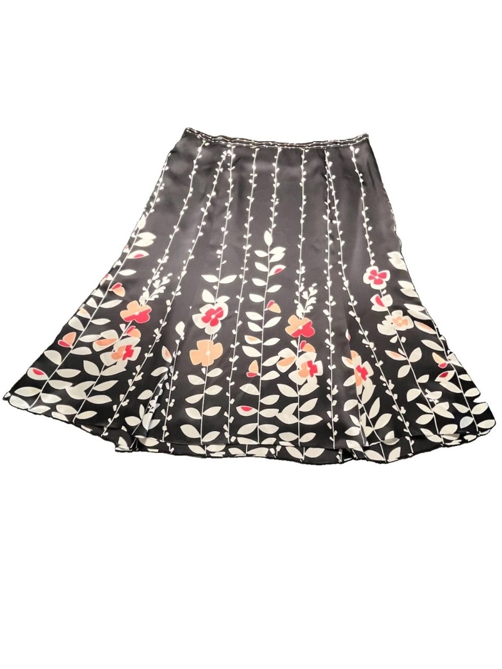 Talbots Black Floral Silk Skirt, 18
